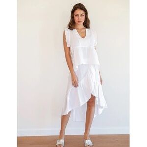 StarkX Ruffle Gauze Hi Low Skirt in White Sz S